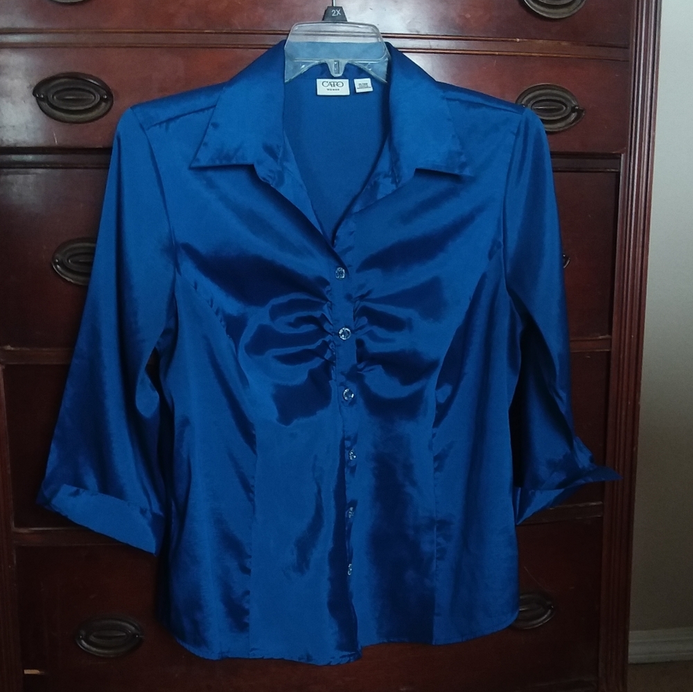Cato Royal Blue Button Down Top
